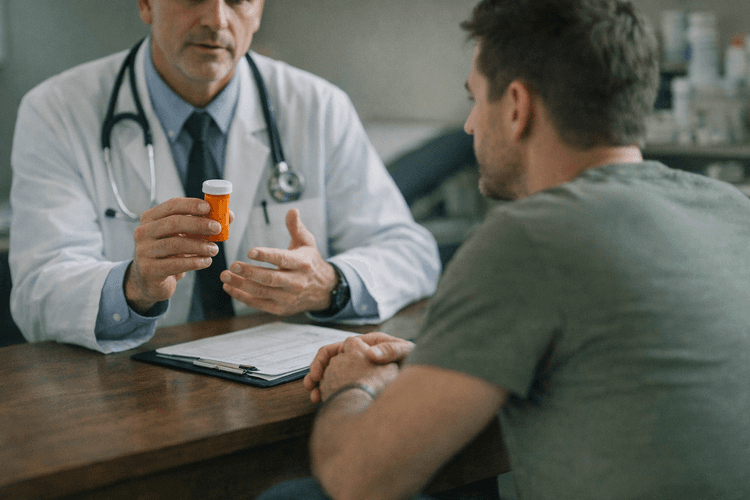 Doctor consulting with patient about Clomid for testosterone