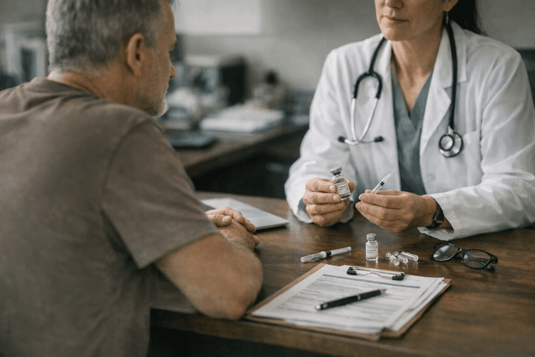 Healthcare provider discussing TRT with a patient