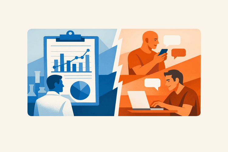 Discrepancy between clinical trial data and online reports.