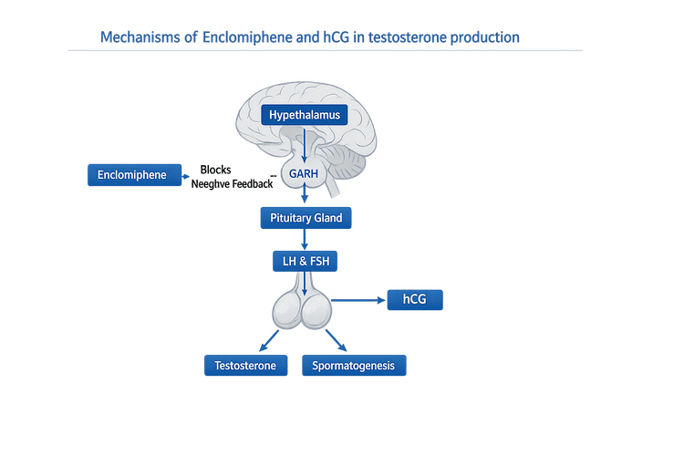Mechanisms of Enclomiphene and hCG in testosterone production