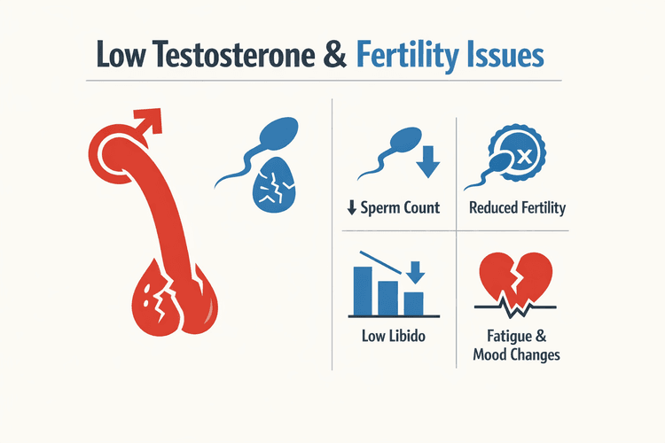 Infographic on low testosterone and fertility issues