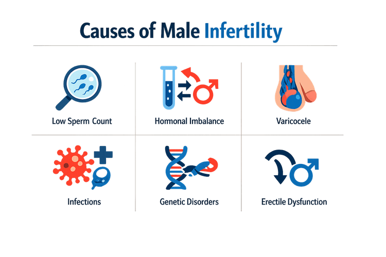 Infographic on causes of male infertility.