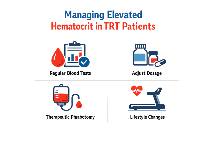 Infographic on managing elevated hematocrit on TRT in patients