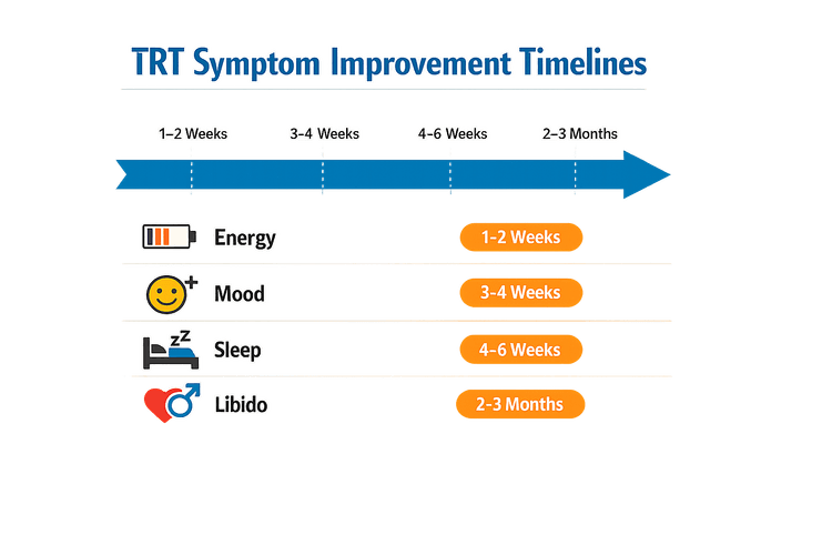 Infographic on TRT symptom improvement timelines