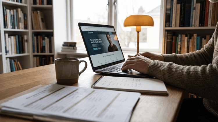 A person evaluating online TRT clinics