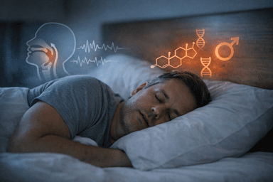 A man sleeping peacefully, representing sleep apnea and testosterone connection.