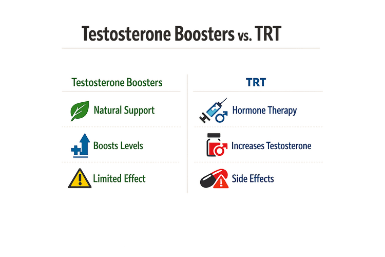 Differences between testosterone boosters and TRT