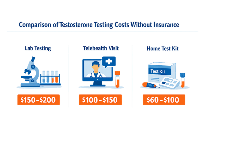Comparison of testosterone testing costs without insurance