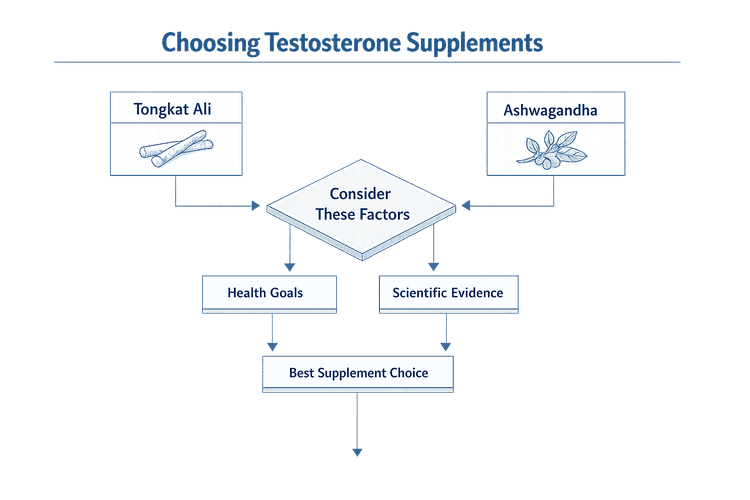 Diagram of tips for choosing testosterone supplements