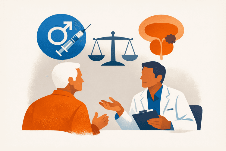 Illustration of patient consulting about TRT